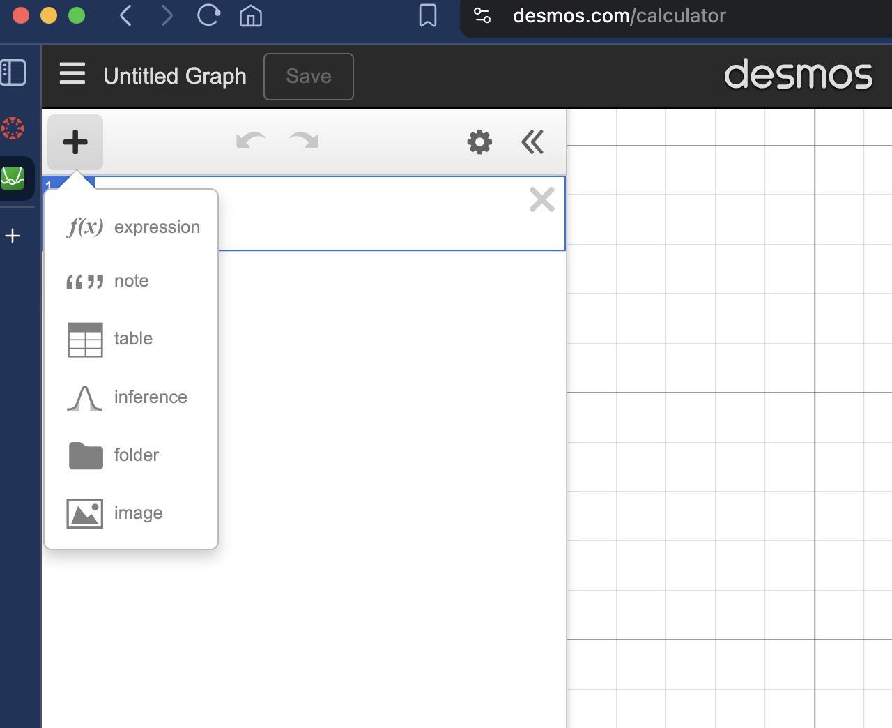 Adding a new item in Desmos