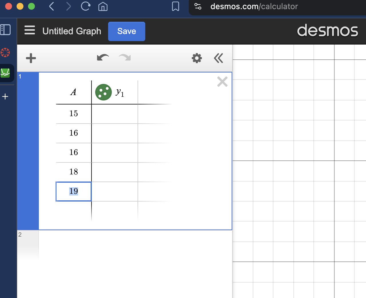 Adding data in Desmos