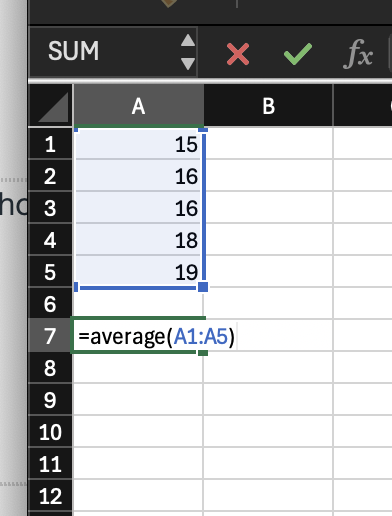 Excel Formula for Mean