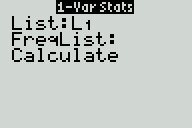 TI-84 Running the 1-variable stats calculation
