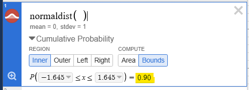Desmos view of calculating the critical value